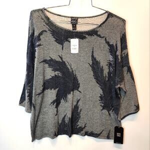 New Sun Woo Black Gray Tunic Sweater Scoop Neck Oversized Top Size M
